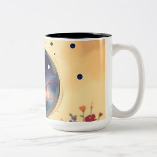Impressionistische Galaxie mit blühendem Garten Zweifarbige Tasse