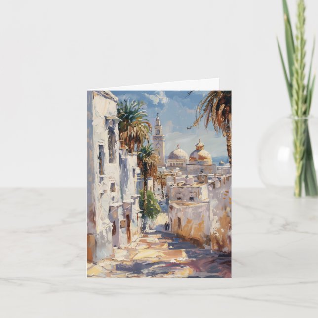 Impressionistische Kachel von Tunis Karte (Vorderseite)