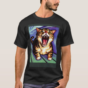 Impressionistische Katze schreiend Impressionismus T-Shirt
