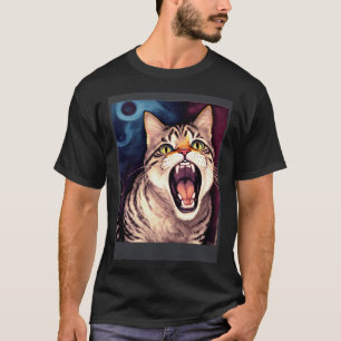 Impressionistische Katze schreiend Impressionismus T-Shirt