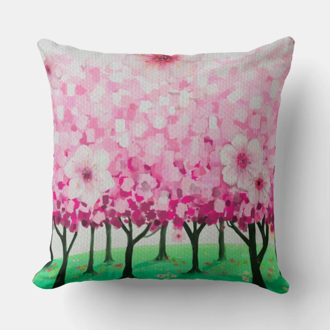 Impressionistische Kirschblüten Kissen (Vorderseite)