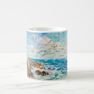 Impressionistische Klippenküste mit Möwe – Ocean A Kaffeetasse