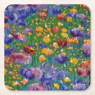 Impressionistische Kunst, Blumenfeld Rechteckiger Pappuntersetzer