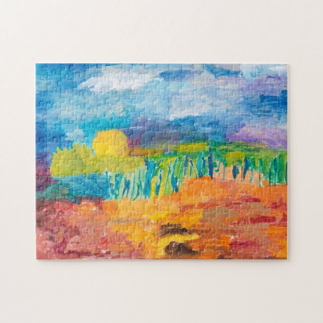 Impressionistische Landschaft mit Teich Puzzle (Horizontal)