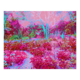Impressionistische Landschaft Rot und Rosa Garten Poster