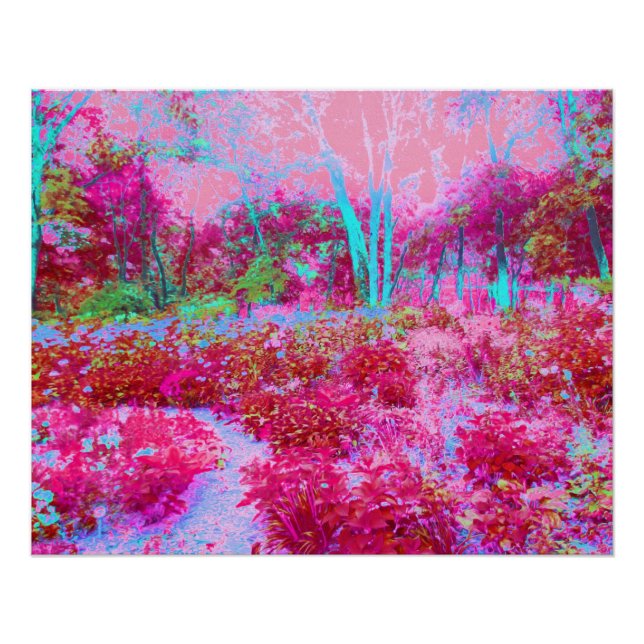 Impressionistische Landschaft Rot und Rosa Garten Poster (Vorderseite)