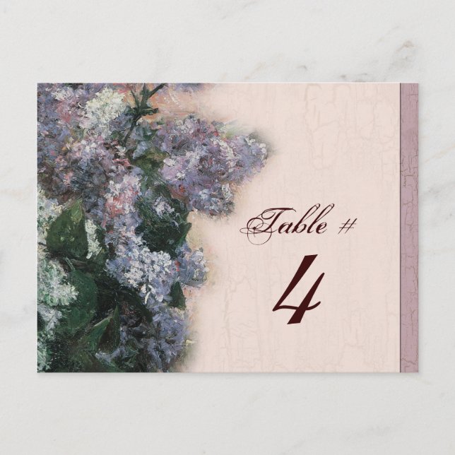 Impressionistische Lilacs - Tischnummer Card (Vorderseite)