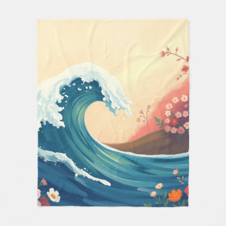 Impressionistische Meereswelle Fleecedecke