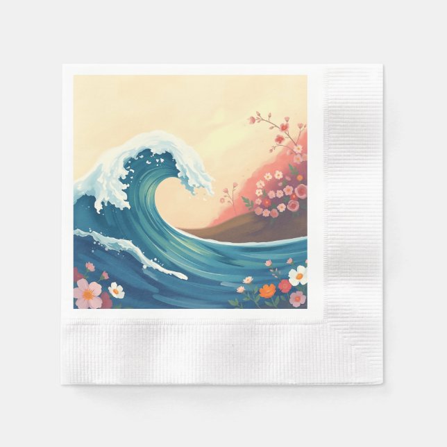Impressionistische Meereswelle Serviette (Vorderseite)