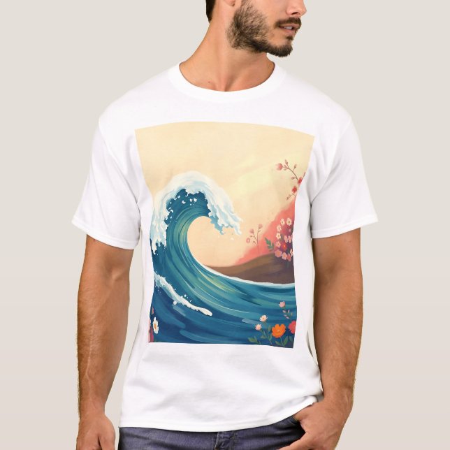 Impressionistische Meereswelle T-Shirt (Vorderseite)