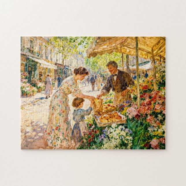 Impressionistische Mutter und Kind auf einem farbe Puzzle (Horizontal)