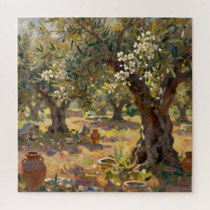Impressionistische Olivenhain-Szene Puzzle
