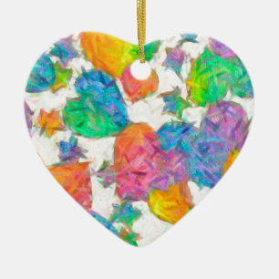 Impressionistische Pastell-Valentinsherzen Keramik Ornament