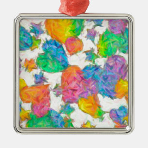 Impressionistische Pastell-Valentinsherzen Silbernes Ornament