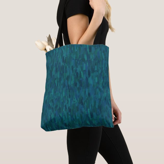 Impressionistische Pinselstriche, Navy, Teal, Blau (Von Nahem)