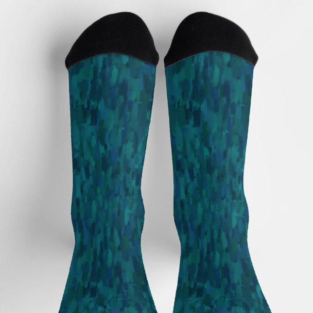 Impressionistische Pinselstriche, Navy, Teal, Blau Socken (Oben)