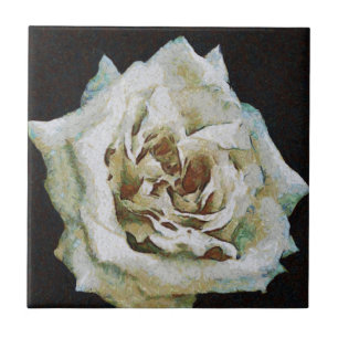 Impressionistische Rose Abgeschieden auf schwarz Fliese