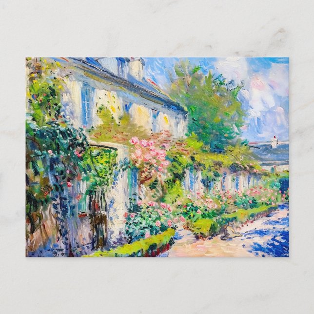 Impressionistische Rose an der Sommerhauswand Feiertagspostkarte (Vorderseite)