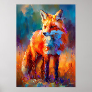 Impressionistische Rotfuchs-Wildmalerei Poster