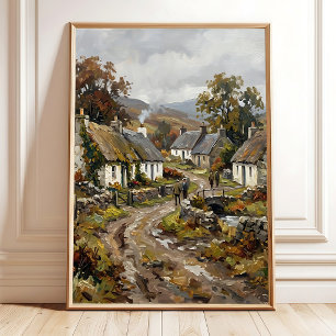Impressionistische schottische Highlands-Dorf-Wand Poster