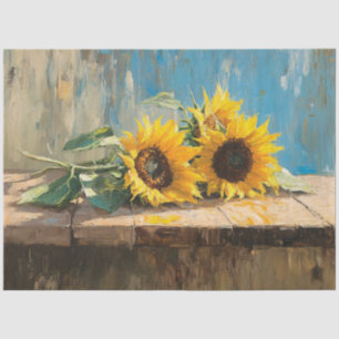 Impressionistische Sonnenblumenmalerei Decoupage Seidenpapier