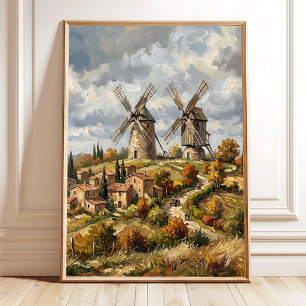 Impressionistische Toskana-Dorf-Wandkunst Leinwand Poster