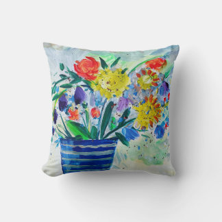 Impressionistische Vase mit Blumen Kissen