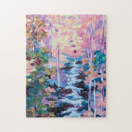 Impressionistische Wasserfallmalerei Puzzle