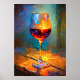 Impressionistische Wein Glas Malerei Weinliebhaber Poster