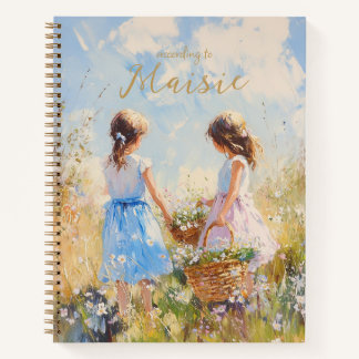 Impressionistische Wildblume Meadow Girls Notizbuch