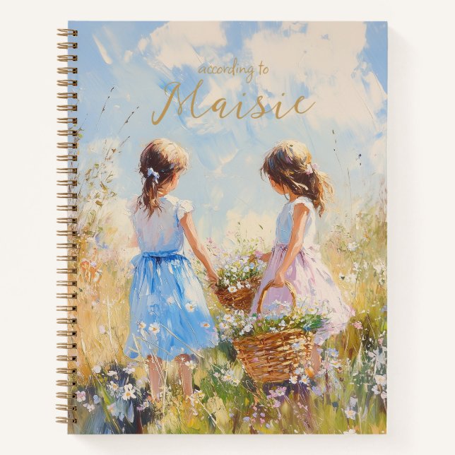 Impressionistische Wildblume Meadow Girls Notizbuch (Vorderseite)