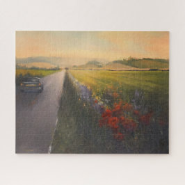 Impressionistische Wildblumen Landstraßenmalerei Puzzle