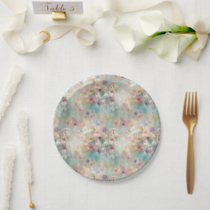 Impressionistische Wildblumen Pastel Pappteller