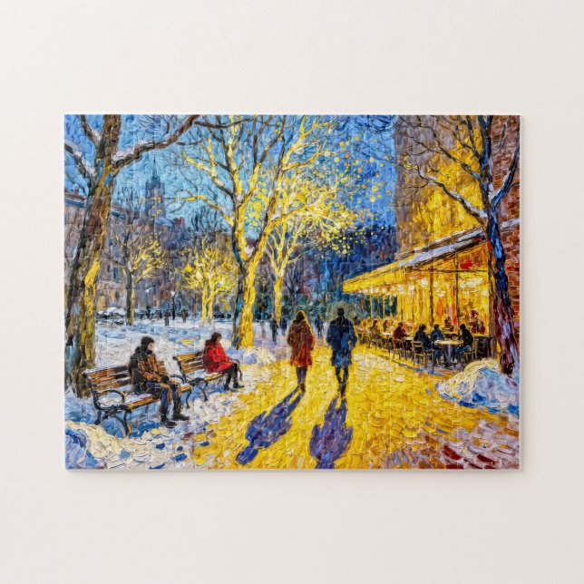 Impressionistische Winter-Stadtszenen mit Restaura Puzzle (Horizontal)