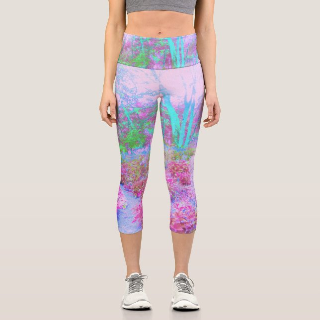 Impressionistischer Abstrakter Garten in Rosa und  Capri Leggings (Vorderseite)
