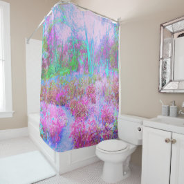 Impressionistischer Abstrakter Garten in Rosa und  Duschvorhang