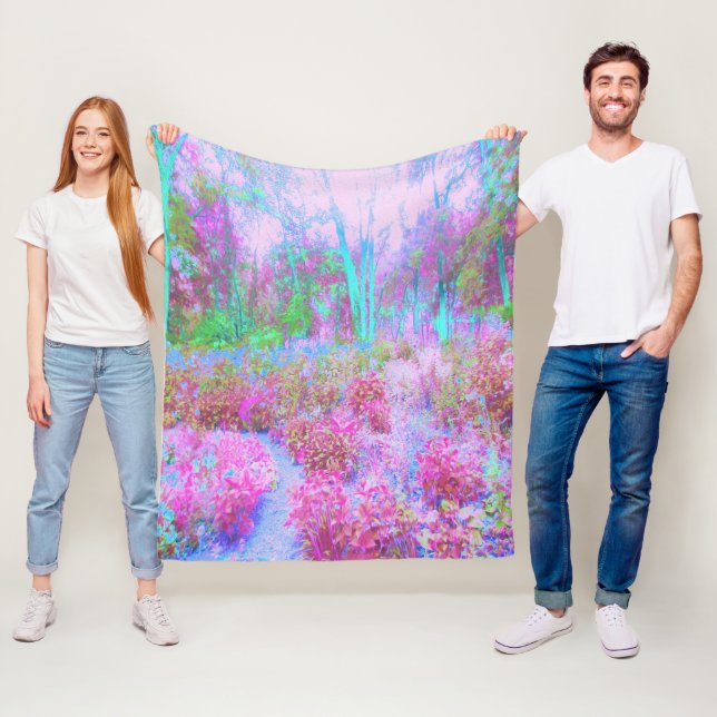 Impressionistischer Abstrakter Garten in Rosa und  Fleecedecke (Beispiel)