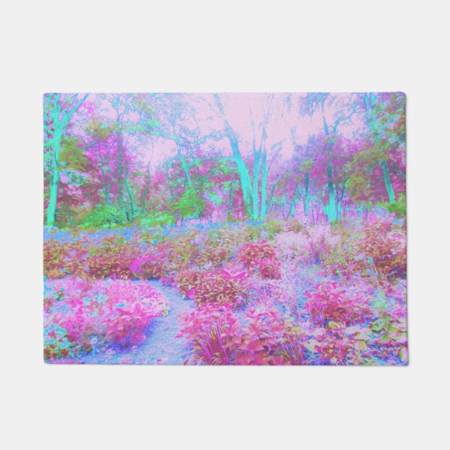 Impressionistischer Abstrakter Garten in Rosa und  Fußmatte (Vorderseite)