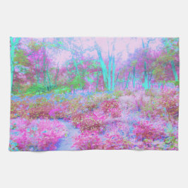 Impressionistischer Abstrakter Garten in Rosa und Geschirrtuch