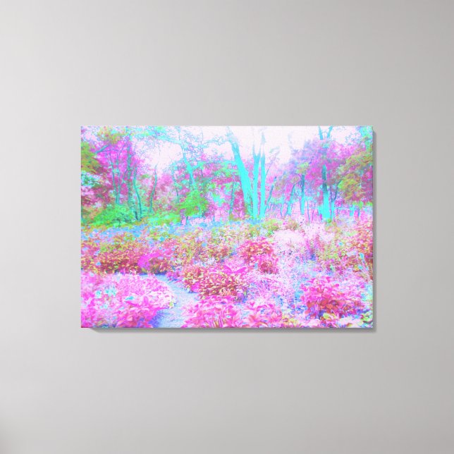 Impressionistischer Abstrakter Garten in Rosa und  Leinwanddruck (Vorderseite)