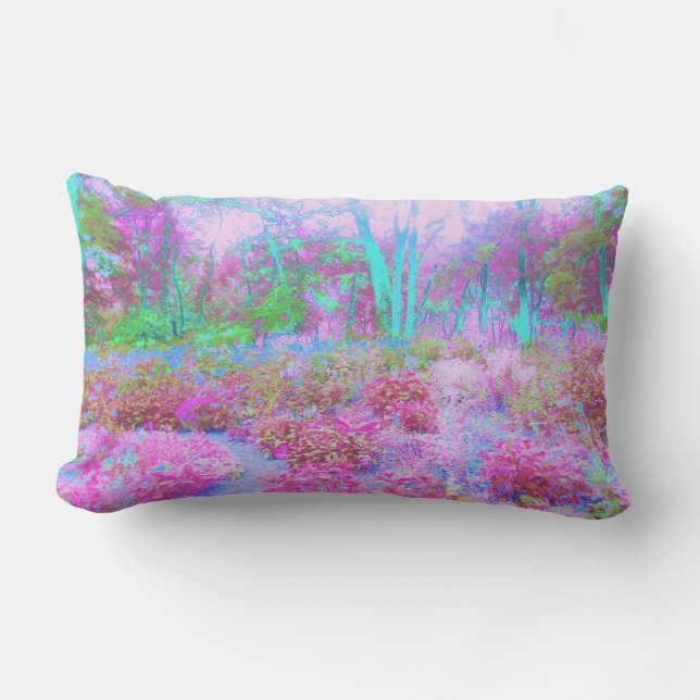 Impressionistischer Abstrakter Garten in Rosa und  Lendenkissen (Vorderseite)