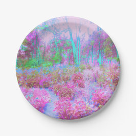 Impressionistischer Abstrakter Garten in Rosa und Pappteller