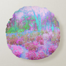 Impressionistischer Abstrakter Garten in Rosa und  Rundes Kissen