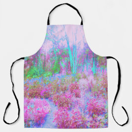 Impressionistischer Abstrakter Garten in Rosa und  Schürze