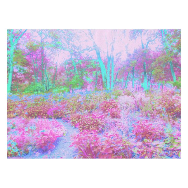 Impressionistischer Abstrakter Garten in Rosa und  Tischdecke (Vorderseite (Horizontal))