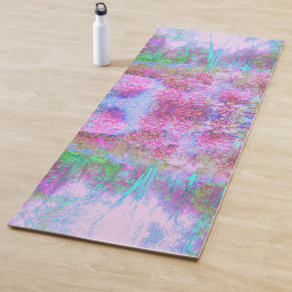 Impressionistischer Abstrakter Garten in Rosa und Yogamatte