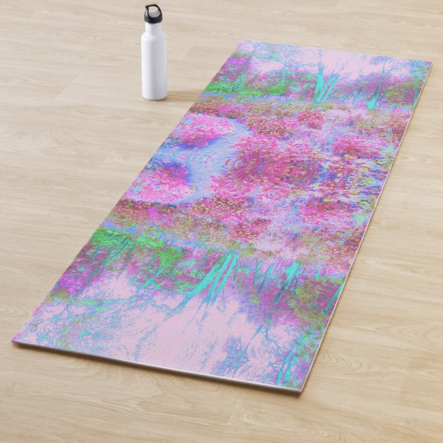 Impressionistischer Abstrakter Garten in Rosa und  Yogamatte (Beispiel)
