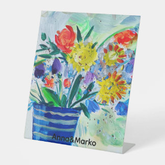 Impressionistischer Blumen-Vase Sockelschild