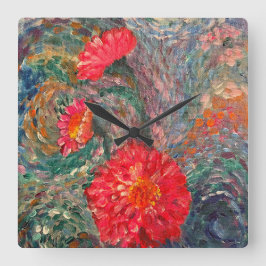 Impressionistischer Garten Quadratische Wanduhr