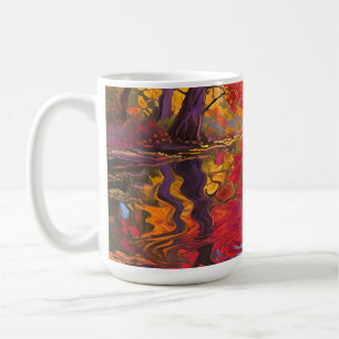 Impressionistischer Herbstreflexionsteich Kaffeetasse